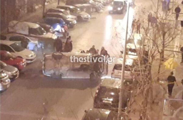 Ανετράπη αυτοκίνητο στη Θεσσαλονική – Το «έσκασε» η οδηγός (video)