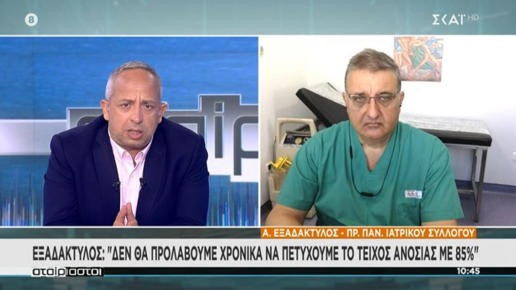 Εξαδάκτυλος: «Δεν θα προλάβουμε να πετύχουμε τείχος ανοσίας με 85%»