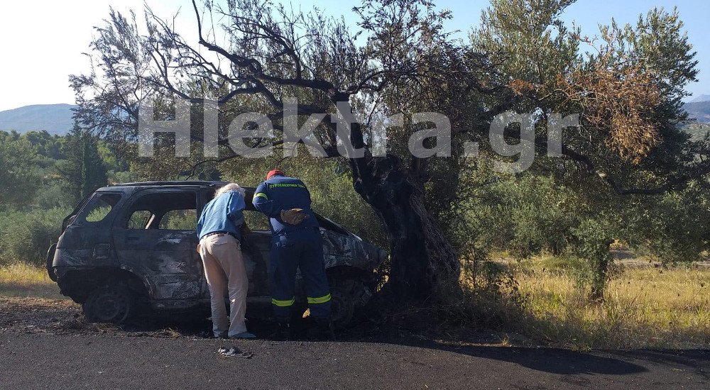 Φρίκη στην Κορινθία: Βρέθηκε καμένο όχημα με απανθρακωμένο τον οδηγό (video)