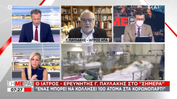 Παυλάκης: «Ένας μπορεί να κολλήσει 100 σε κορωνοπάρτι ακόμα και σε εξωτερικό χώρο»