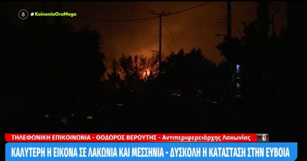 Καλύτερη εικόνα στα μέτωπα της πυρκαγιάς στη Λακωνία [Βίντεο]