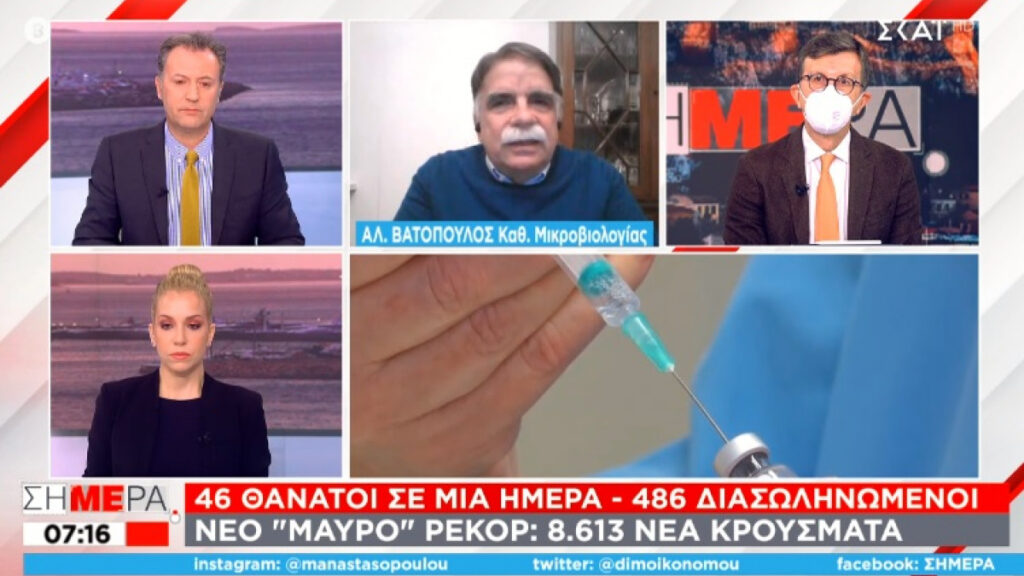 Βατόπουλος για λοκντάουν: Μπορεί να χρειαστεί σειρά μέτρων – Γιατί είναι ύπουλος ο ιός