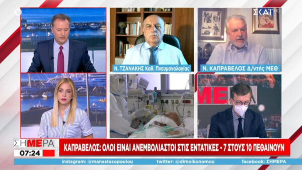 Καπραβέλος για νοσοκομείο Παπανικολάου: «Όλοι ανεμβολίαστοι στις ΜΕΘ – 7 στους 10 πεθαίνουν»