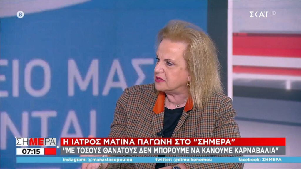 Παγώνη: «Όχι» στους όρθιους στην εστίαση – «Όχι» στα καρναβάλια 