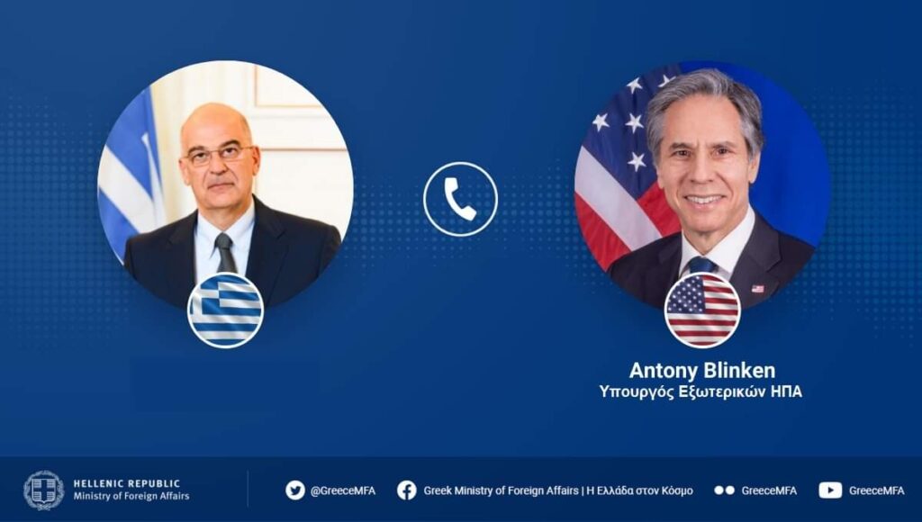 Τηλεφώνημα Δένδια-Μπλίνκεν για τουρκική προκλητικότητα και για την πειρατεία των ελληνικών τάνκερ από Ιράν