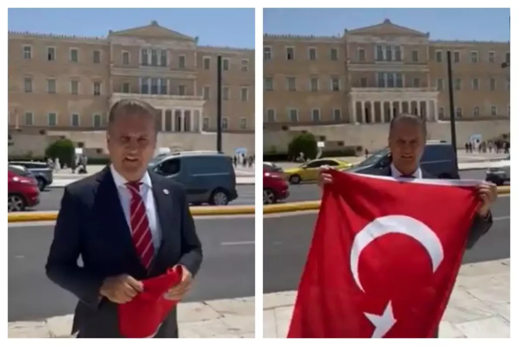 Προκαλεί Τούρκος πολιτικός: Ήρθε στην Αθήνα και ύψωσε τουρκική σημαία μπροστά στη Βουλή (video)