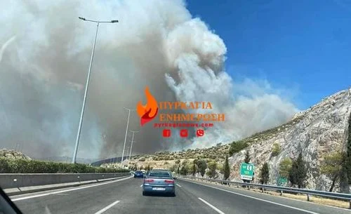 Φωτιά στη Νέα Πέραμο – Κλειστή η Αθηνών-Κορίνθου Μήνυμα του 112 για εκκένωση προς Μέγαρα ( εικόνες&video)