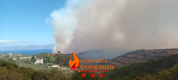 Φωτιά στα Κύθηρα: Κινητοποιήθηκαν επίγειες και εναέριες δυνάμεις – Πνέουν δυνατοί άνεμοι