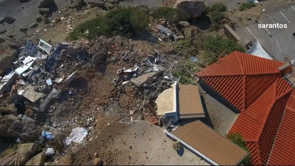 Κρήτη: Συγκλονιστικό βίντεο από ψηλά δείχνει την καταστροφή που προκάλεσε η κατολίσθηση του βράχου