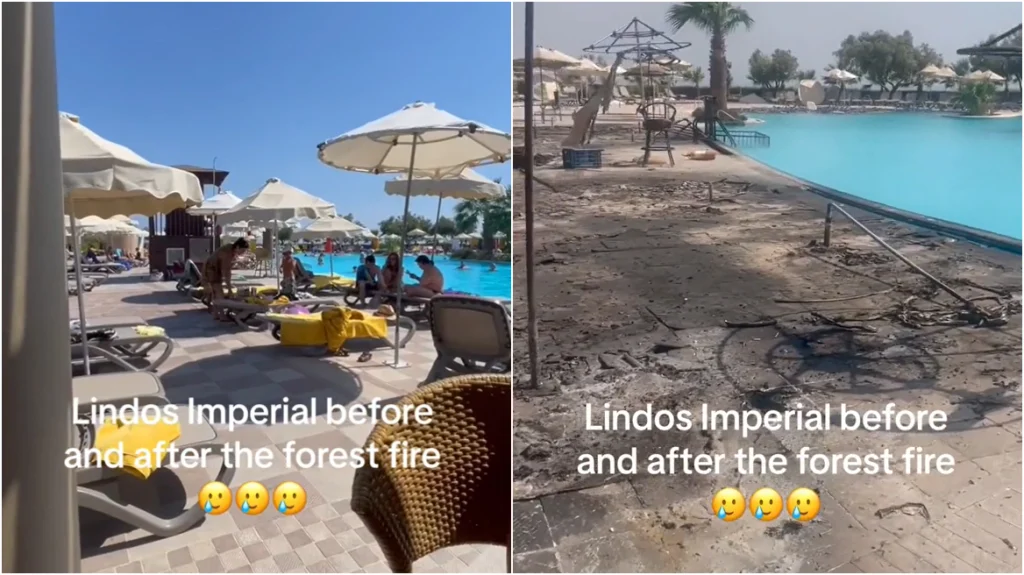 Φωτιά στη Ρόδο: To βίντεο τουρίστα από το ξενοδοχείο του στη Λίνδο – Το πριν και μετά την πυρκαγιά