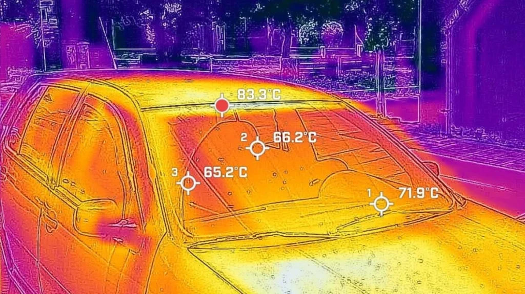 Καύσωνας Κλέων: Θερμική κάμερα κατέγραψε θερμοκρασίες «φούρνου» – Μέχρι και 84 βαθμούς σε οροφή αυτοκινήτου