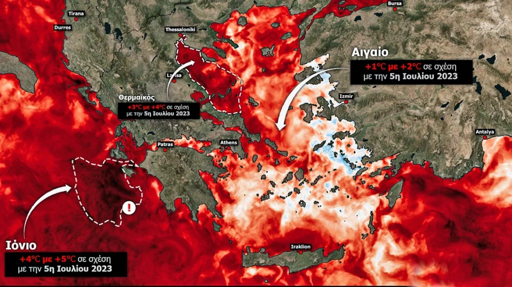 Meteo – Καύσωνας:  «Έβρασαν» και οι  ελληνικές θάλασσες – Στους 30°C το νερό στο νότιο Ιόνιο