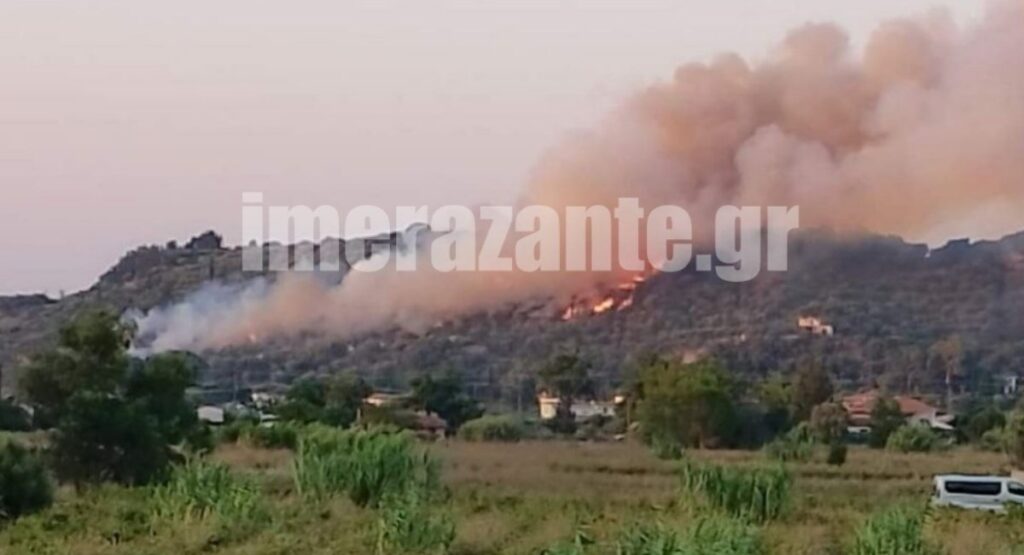 Ζάκυνθος: Μεγάλη φωτιά στο Ακρωτήρι  – Δόθηκε εντολή εκκένωσης  – Μήνυμα του 112 – «Να είστε σε ετοιμότητα» (εικόνες&video)