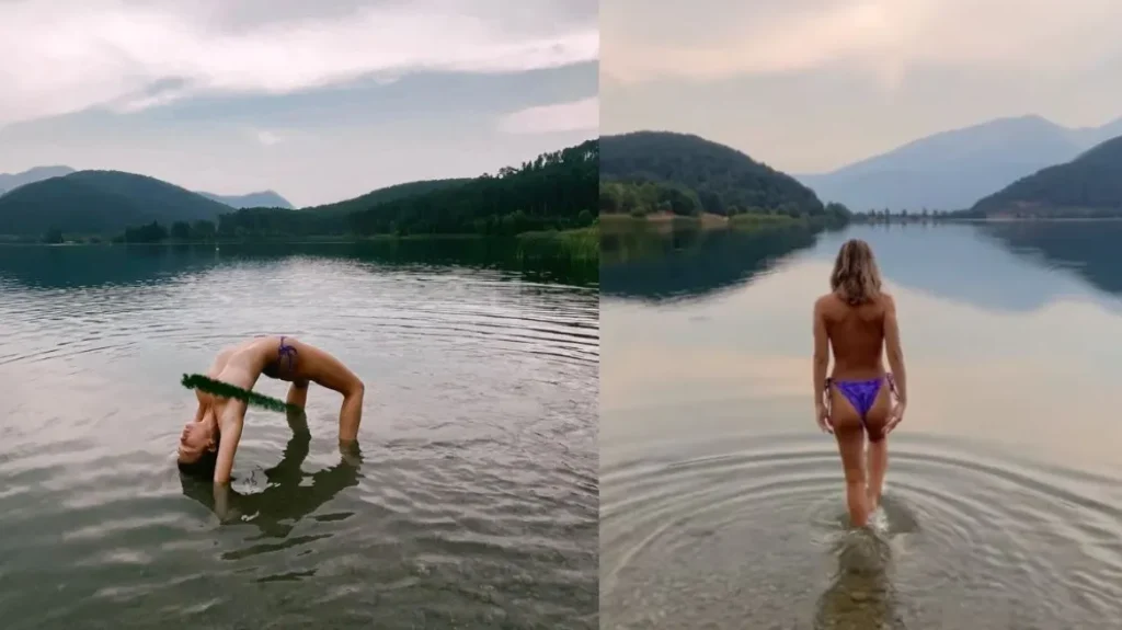 Κλέλια Ανδριολάτου: Κολυμπά τόπλες  στη Λίμνη Δόξας και εντυπωσιάζει (εικόνες&video)