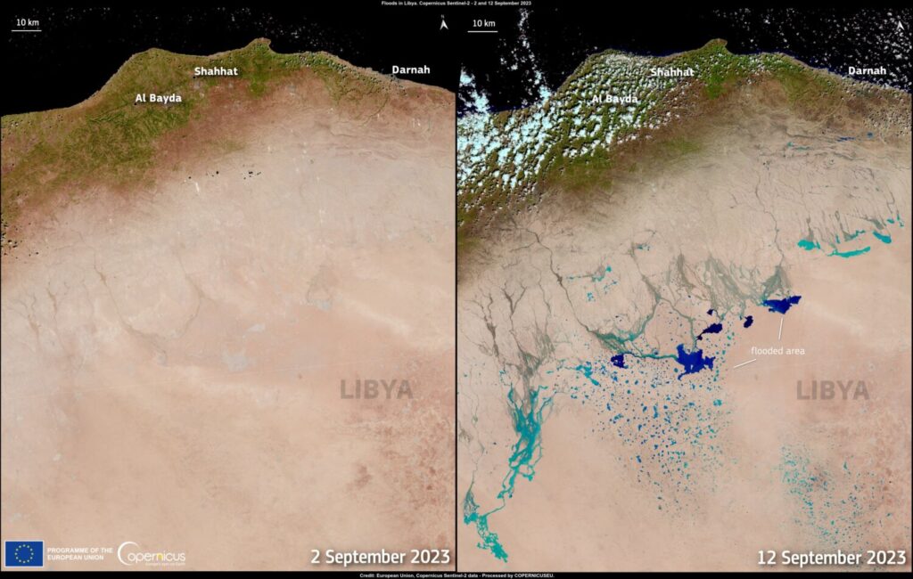 Meteo: Η δορυφορική εικόνα από τις πλημμύρες της κακοκαιρίας «Daniel» στη Σαχάρα – Σχηματίστηκαν λίμνες