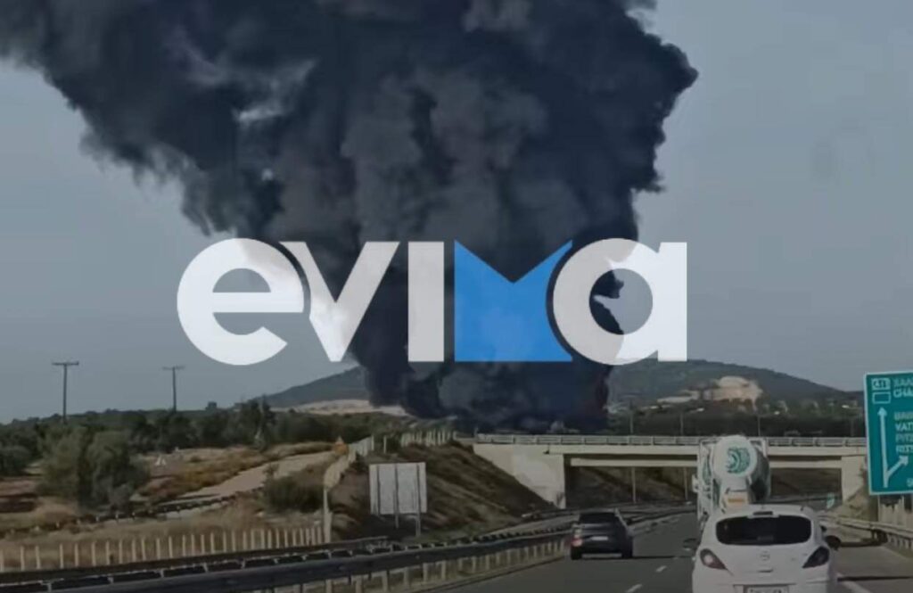 Μεγάλη φωτιά στην Εύβοια – Καίγεται εργοστάσιο με στρώματα – Καταστράφηκε ολοσχερώς μία πτέρυγα