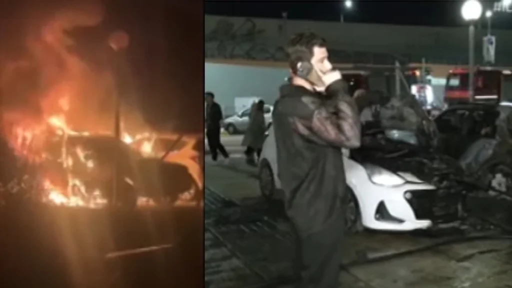 Γιώργος Αμούτζας: Έκπληκτος μπροστά στο καμένο αυτοκίνητο του – Τα πρώτα πλάνα – Στο πλευρό του η Τάνια Μπρεάζου