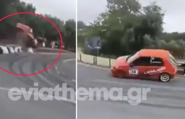 Aνατροπή – σοκ  αγωνιστικού οχήματος στην ανάβαση Κύμης – Παραλίγο να πέσει στους θεατές (βίντεο)