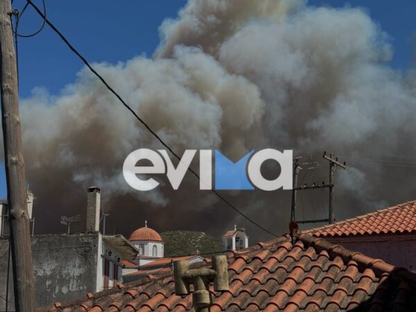 Μεγάλη φωτιά στην Εύβοια ανάμεσα στους οικισμούς Κριεζά και Πετριές – Κινδυνεύουν σπίτια (video)