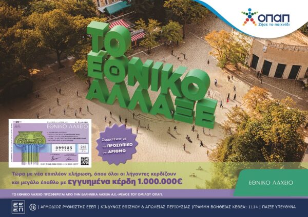 Eθνικό Λαχείο: Στις 9 Απριλίου ξεκινούν οι κληρώσεις της νέας έκδοσης – Στην Αθήνα ο νικητής του 1 εκατ. ευρώ που κέρδισε τον Πρώτο Λαχνό της 268ης έκδοσης