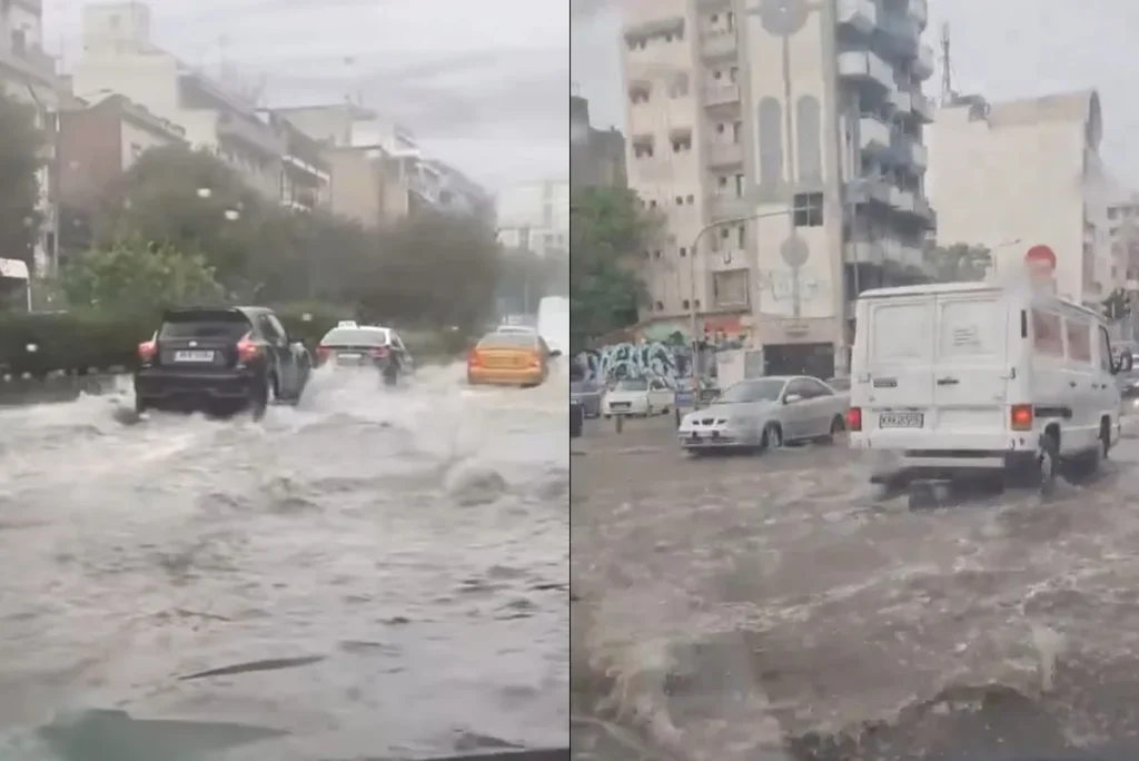 Ξεκίνησε από τη Θεσσαλονίκη η κακοκαιρία: Ποτάμια οι δρόμοι στον Βαρδάρη λόγω της έντονης βροχόπτωσης (βίντεο)