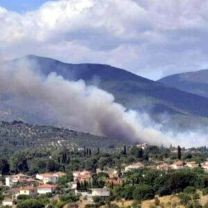 Πυρκαγιά σε δασική έκταση στα Χάλανδρα Χίου – Εγκλωβισμένος κόσμος σε παραλία – Εκκενώνονται χωριά