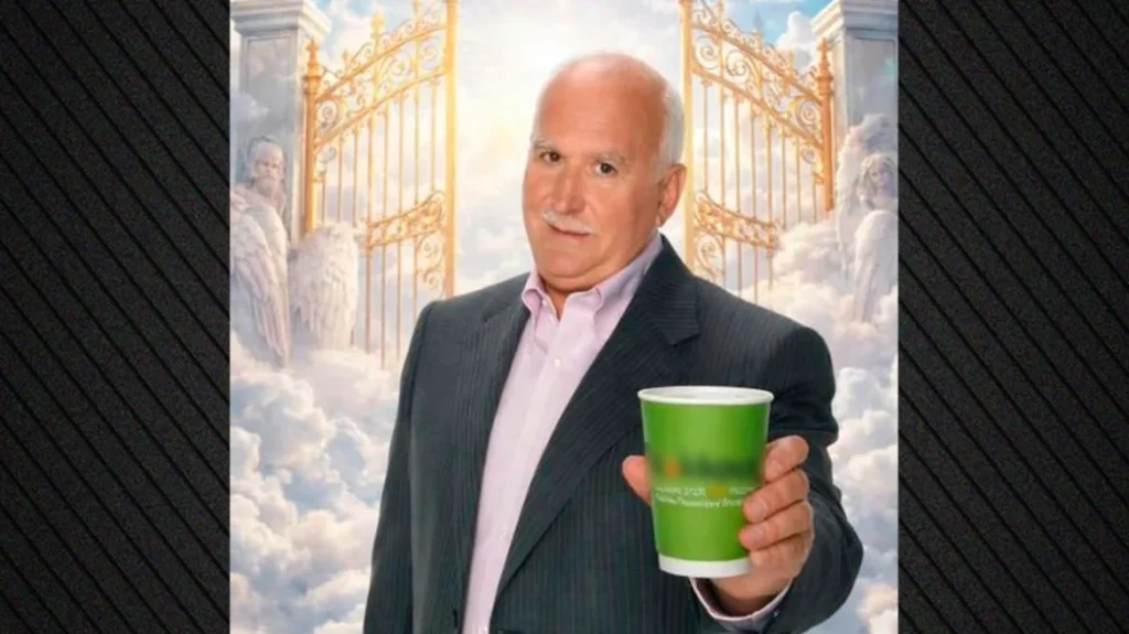 Σάλος με διαφήμιση μαγαζιού στη Μεσσήνη που δείχνει τον Γιώργο Παπαδάκη να πίνει τον καφέ του από τον Παράδεισο