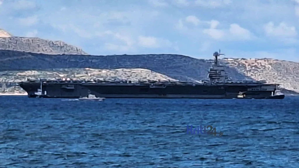 Στη Σούδα το μεγαλύτερο αεροπλανοφόρο στον κόσμο USS «Gerald R. Ford» –  Έχει μήκος 333 μέτρα και μπορεί  να μεταφέρει 75 μαχητικά – Δείτε φωτογραφίες και βίντεο