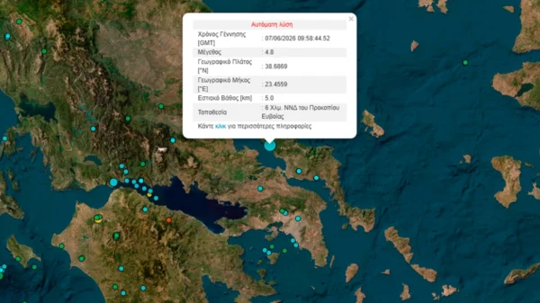 Ισχυρές σεισμικές δονήσεις 4,8 και 5,2 Ρίχτερ στη Βόρεια Εύβοια –  “Κουνήθηκε”  και η  Αττική