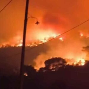 Φωτιά σε Βοιωτία και Δυτική Αττική: Πύρινη κόλαση στο Πόρτο Γερμενό, απειλούνται σπίτια, στήνουν αναχώματα –  Εκκενώθηκαν Αγ. Νικόλαος, Προσήλι και Πόρτο Γερμενό (βίντεο)
