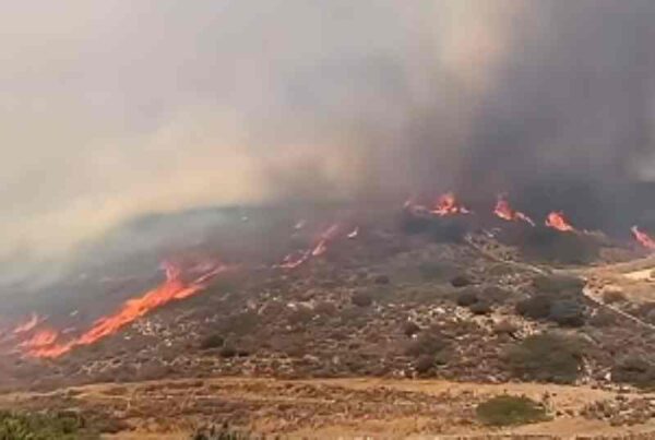 Μάχη με τις φλόγες σε Πάρο και Άνδρο  – Πνέουν θυελλώδεις άνεμοι – Μηνύματα του 112 για επιφυλακή ή εκκένωση περιοχών
