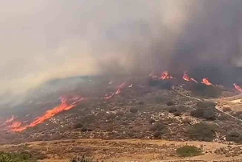 Μάχη με τις φλόγες σε Πάρο και Άνδρο  – Πνέουν θυελλώδεις άνεμοι – Μηνύματα του 112 για επιφυλακή ή εκκένωση περιοχών