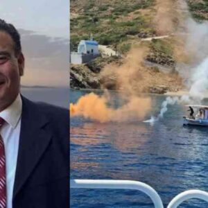 Με κόρνες πλοίων και καπνογόνα το τελευταίο «αντίο» στον δήμαρχο Φούρνων Κορσεών – Βίντεο