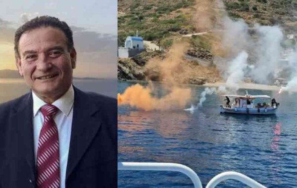 Με κόρνες πλοίων και καπνογόνα το τελευταίο «αντίο» στον δήμαρχο Φούρνων Κορσεών – Βίντεο
