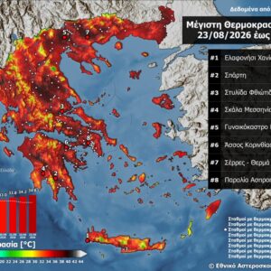 Καύσωνας – Meteo: Ξεπέρασαν τους 40 βαθμούς Κελσίου οι μέγιστες θερμοκρασίες – Στους 39,6 η Αττική – Δύσκολο βράδυ στην Αθήνα