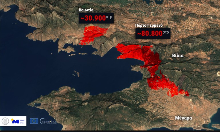Φωτιά σε Αττική και Βοιωτία: Κάηκαν πάνω από 110.000 στρέμματα