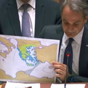 Παρέμβαση Μητσοτάκη στο Συμβούλιο Ασφαλείας του ΟΗΕ με τον χάρτη του τουρκολιβυκού μνημονίου: «Είναι παράνομο, η γεωγραφία δεν μπορεί να ξαναγραφτεί»